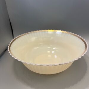 Macbeth-Evans Petalware Monax Cremax  Serving Bowl w/ Interior Gold Trim Opal